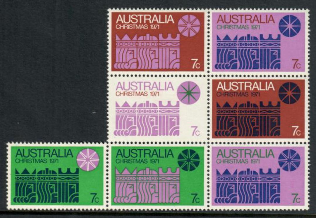 AUSTRALIA 1971 Christmas. Block of 7. - 50382 - LHM image 0