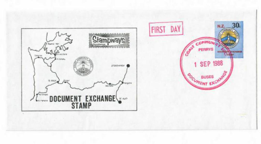 NEW ZEALAND Alternative Postal Operator Stampways 1988 30c Blue Postal Stationery. Perrys Buses first day cover. - 132688 - FDC image 0