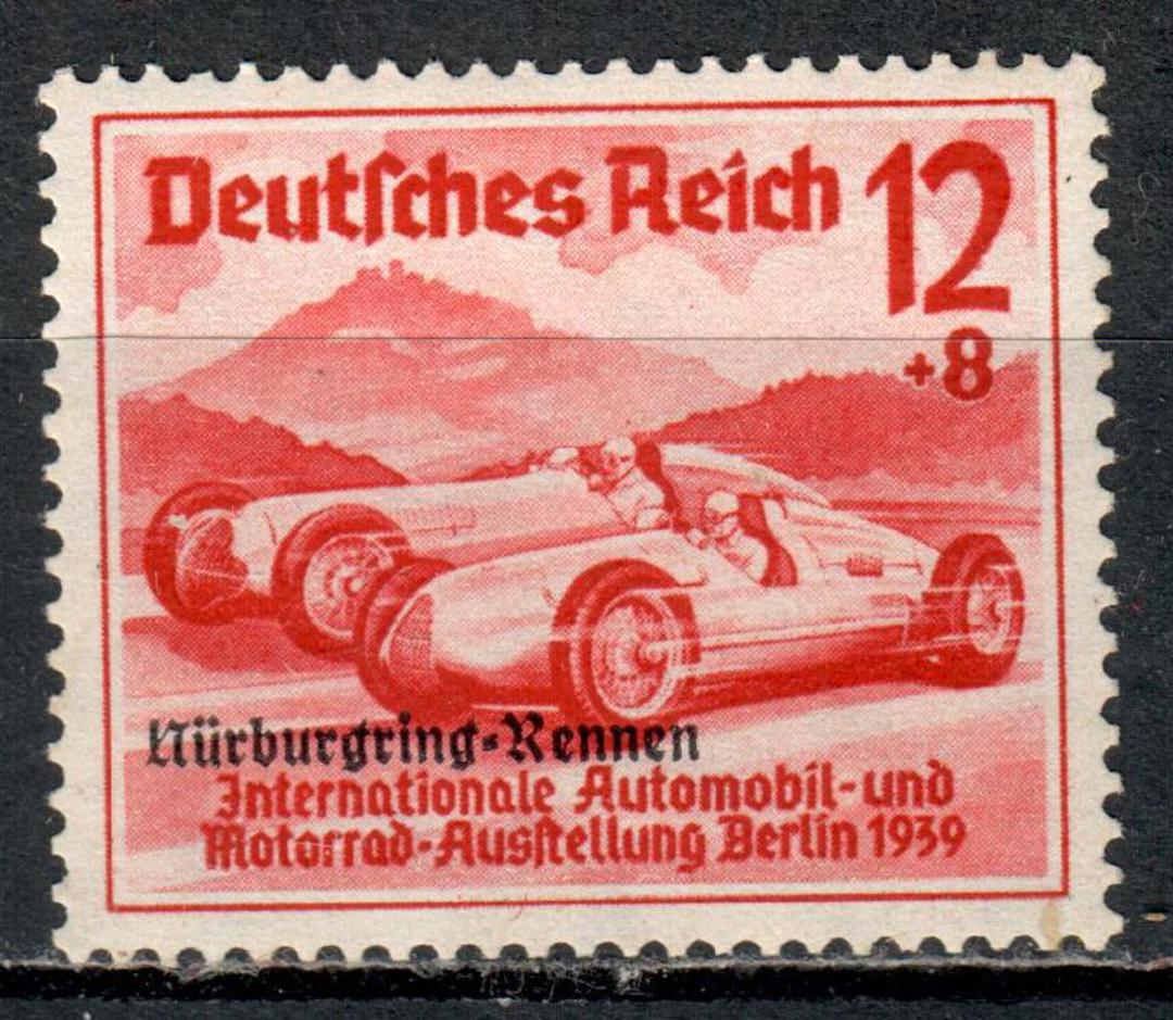 GERMANY 1939 Nurburgring Races and Hitler's Culture Fund 12pf + 8pf Carmine. - 73552 - Mint image 0