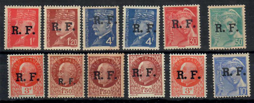 FRANCE 1944 Overprints issued in Lyons after its liberation. Probably reprints. Set of 12. - 23716 - UHM image 0