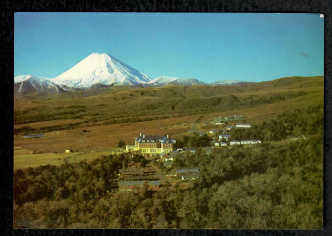 Modern Coloured Postcard by Gladys Goodall of Mt Ngauruhoe and Whakapapa Village. - 444456 - Postcard image 0