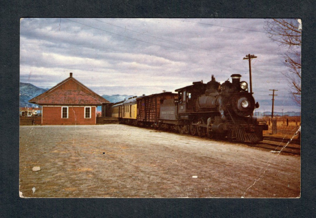 USA Coloured postcard of the Virginia and Truckee 4-6-0 #26. Blue Tack. Crease. - 40552 - Postcard image 0