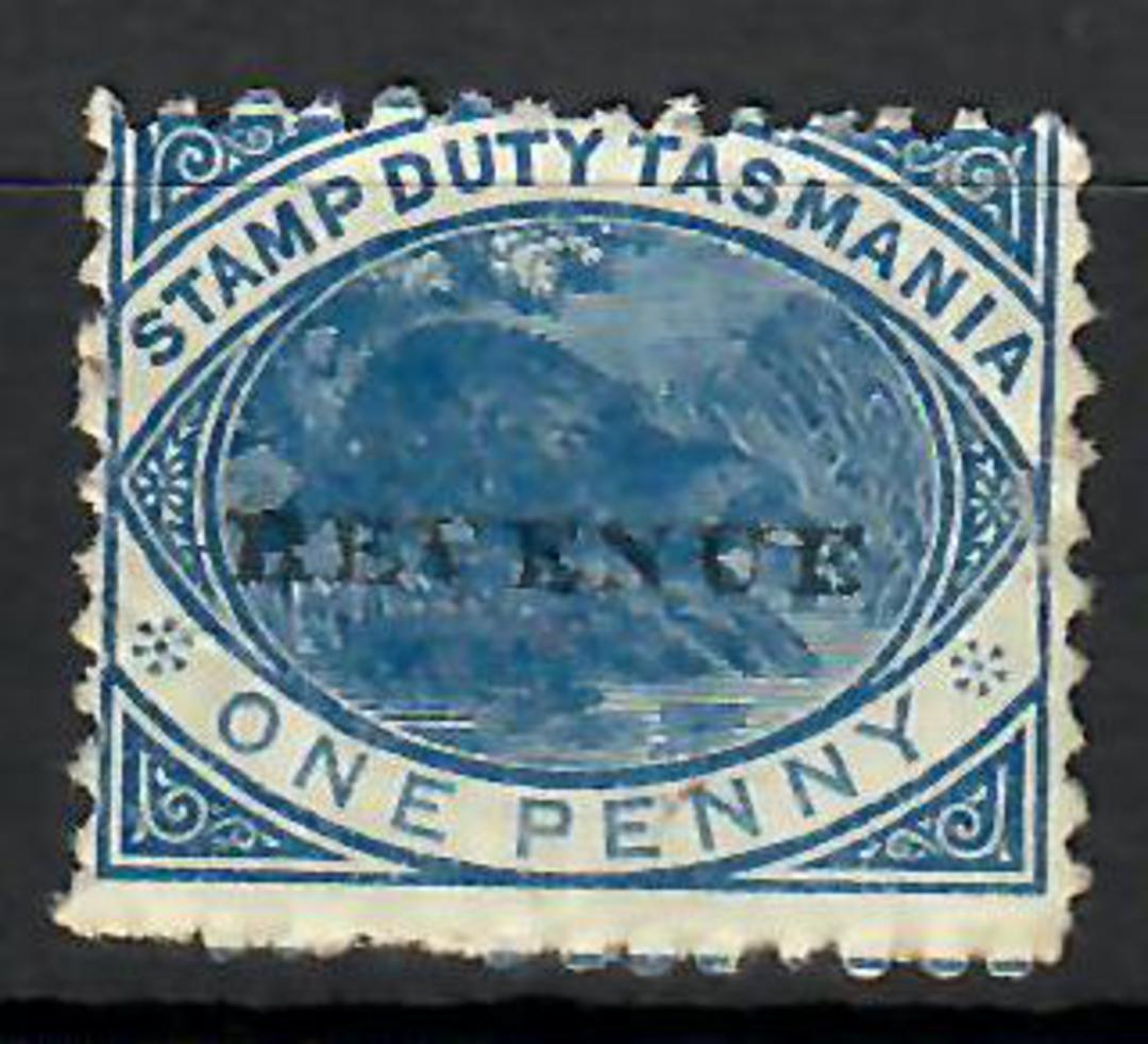 TASMANIA 1900 Postal Fiscal 1d Blue Duck-Billed Platypus overprinted REVENUE. Nice appearance but the gum is tired. - 70448 - LH image 0