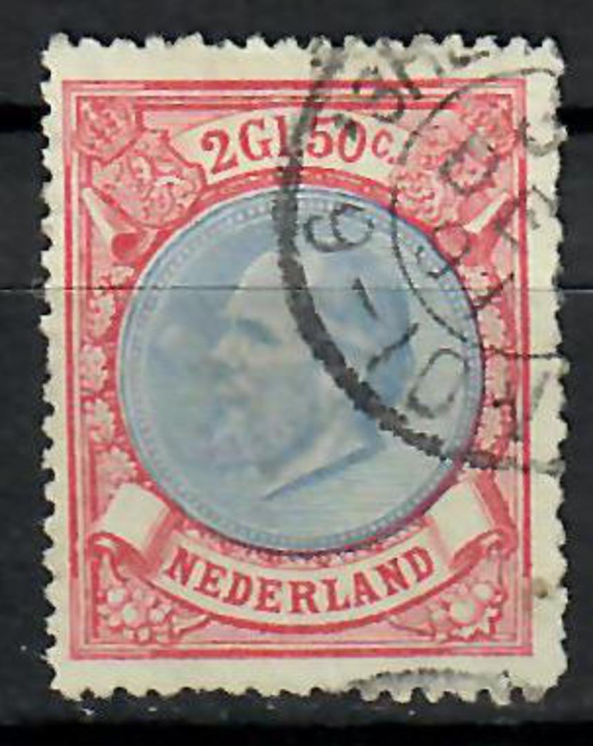 NETHERLANDS 1872 William 3rd Definitive 2g50 Ultramarine and Rose. Perf 14 Small Holes. - 70516 - FU image 0