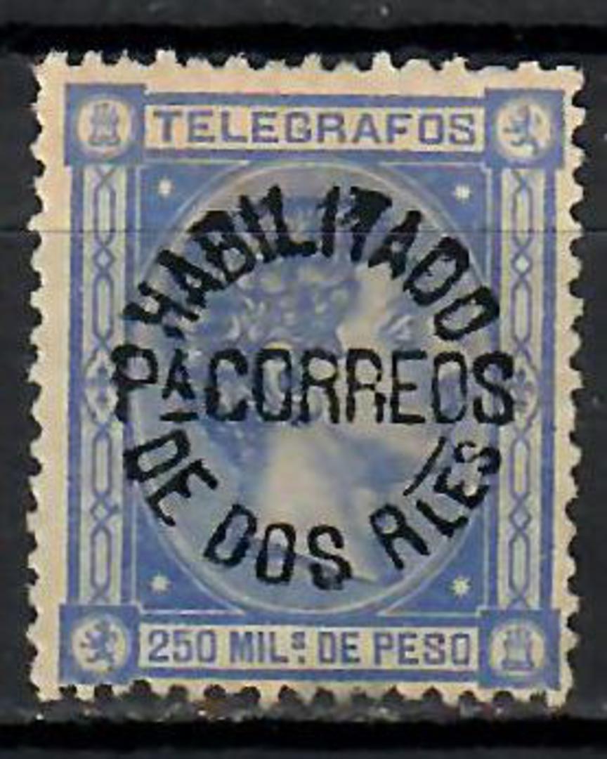 PHILIPPINES 1883 Surcharge on Telegraph Stamp 2r on 250 mil Ultramarine. - 71015 - MNG image 0