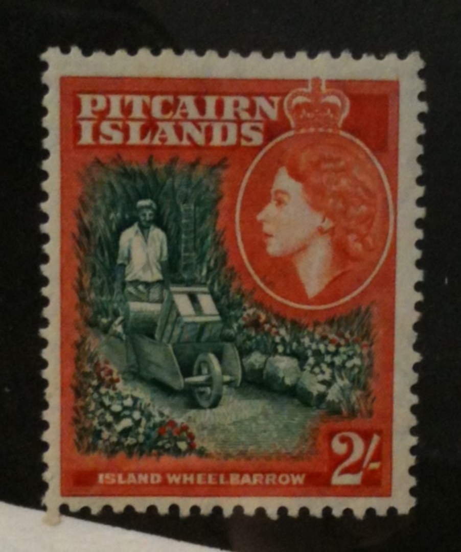 PITCAIRN ISLANDS 1957 Elizabeth 2nd 2/- Green and Red-Orange. - 72064 - UHM image 0