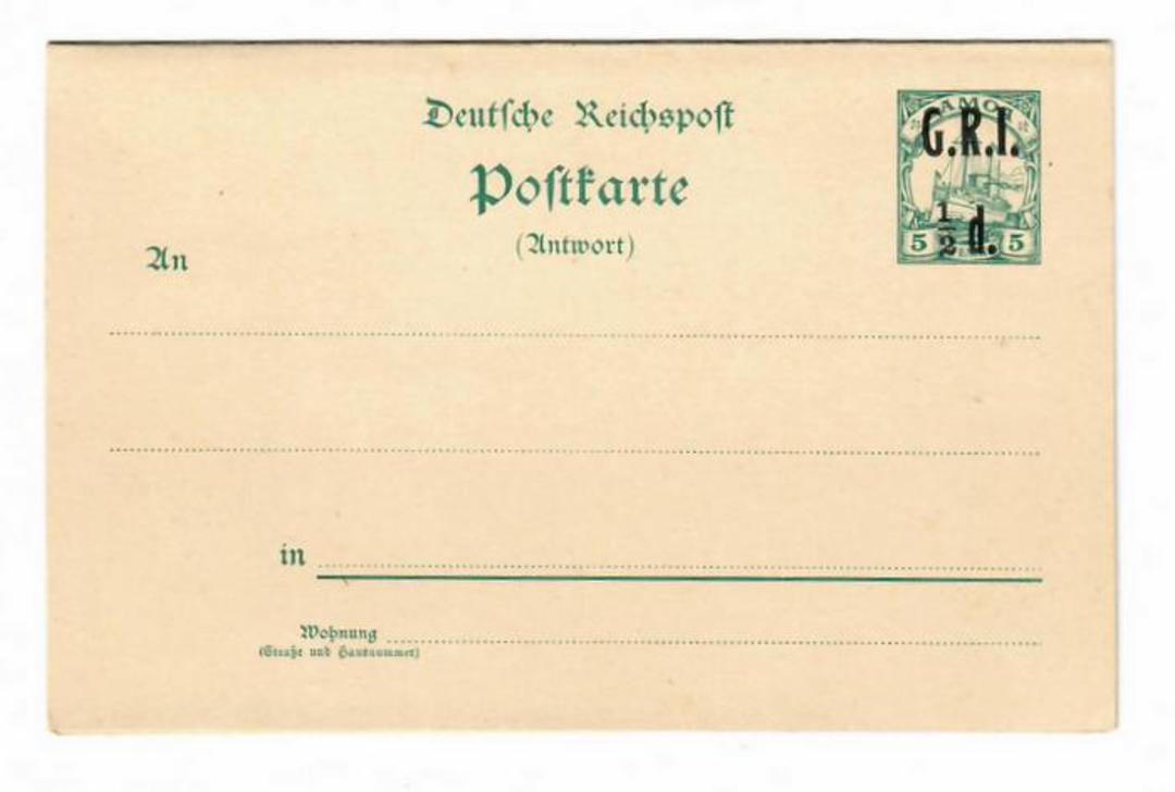 SAMOA Postkarte overprinted GRI ½d in mint condition. - 30553 - PostalHist image 0