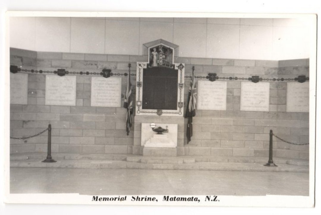 Real Photograph by N S Seaward of Memorial Shrine Matamata. - 45840 - Postcard image 0