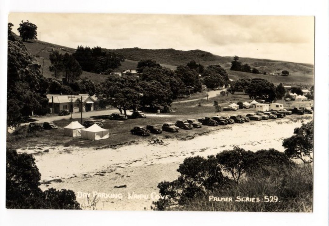 Real Photograph by T G Palmer & Son of Day Parking Waipu Cove. - 44993 - Postcard image 0