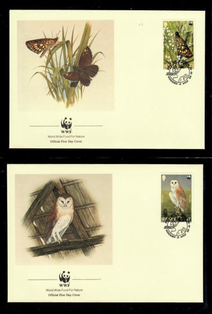 JERSEY 1989 World Wildfile Fund. Set of 4 in mint never hinged and on first day covers with 6 pages of official text. The comple image 1