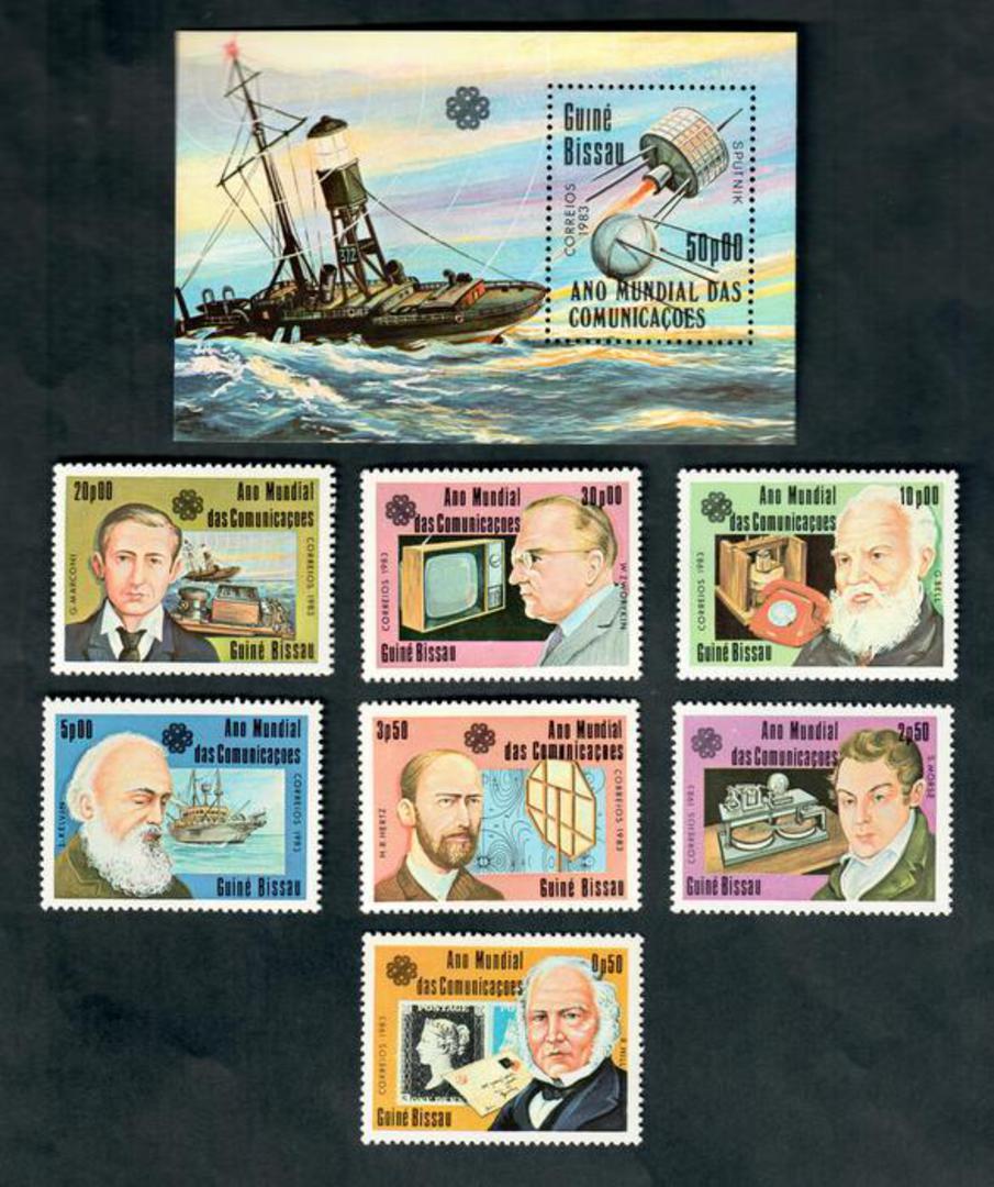 GUINEA-BISSAU 1983 World Communications Year. Set of 7 and miniature sheet. - 50415 - UHM image 0