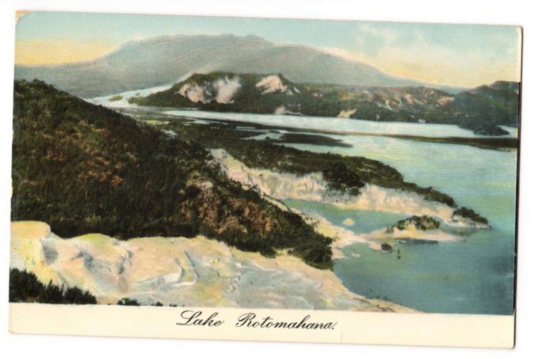 Coloured postcard of Lake Rotomahana. - 46129 - Postcard image 0