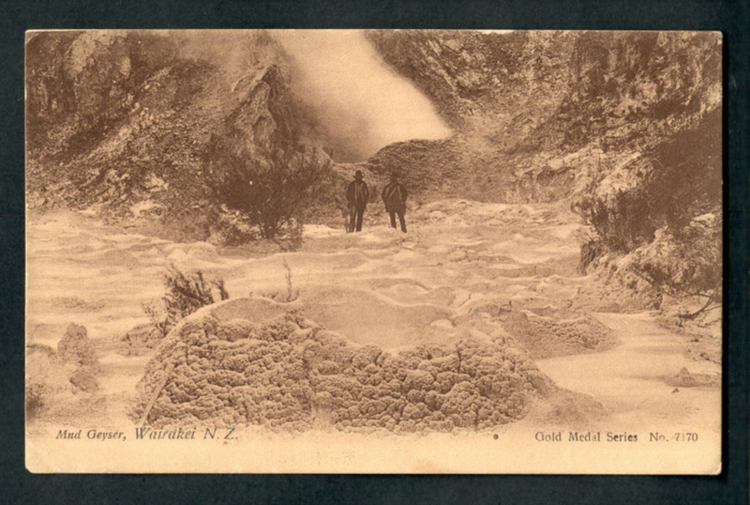 Sepia Postcard of Mud Volcano Wairakei. - 46666 - Postcard image 0