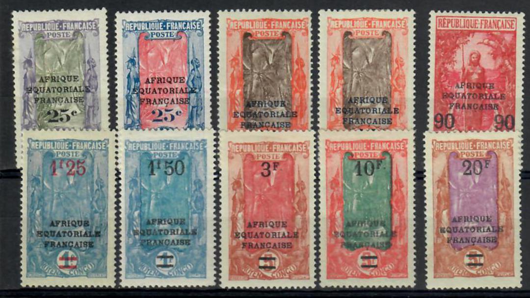 MIDDLE CONGO 1924 Surcharges. Set of 10. - 24507 - Mint image 0