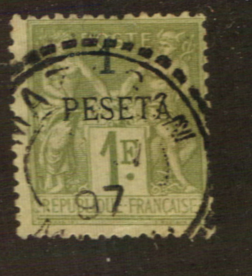 FRENCH Post Offices in MOROCCO 1891 Definitive 1p on 1fr Olive-Green. - 76407 - FU image 0