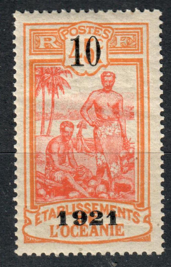 FRENCH OCEANIC SETTLEMENTS 1921 Surcharge 10 on 45c Red and Orange. Gum disturbance. - 75312 - UHM image 0