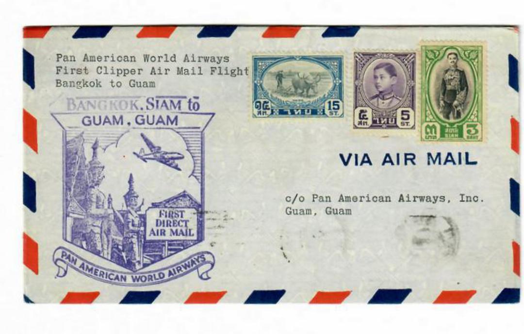 THAILAND 1947 Pan American World Airways First Clipper Airmail Flight Bangkok to Guam. - 30128 - PostalHist image 0