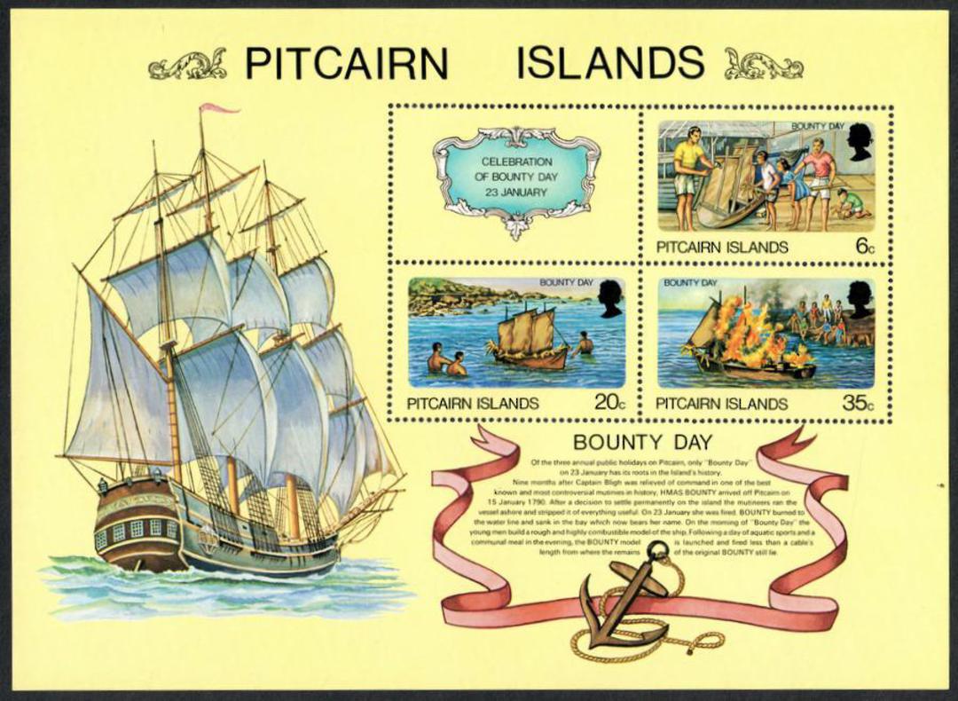 PITCAIRN ISLANDS 1978 Bounty Day. Set of 3 and miniature sheet. - 52323 - UHM image 0
