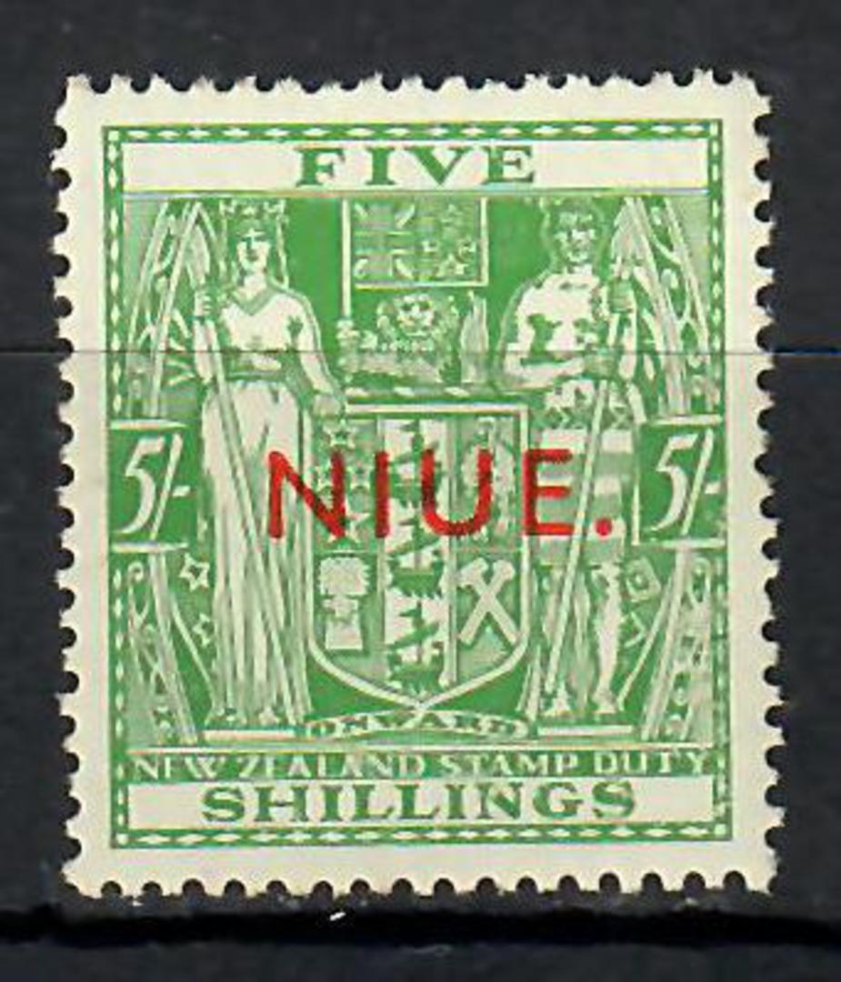 NIUE 1941 Postal Fiscal Arms type 5/- Green. Watermark NZ Star (single). Watermark 43 in SG. - 70656 - LHM image 0