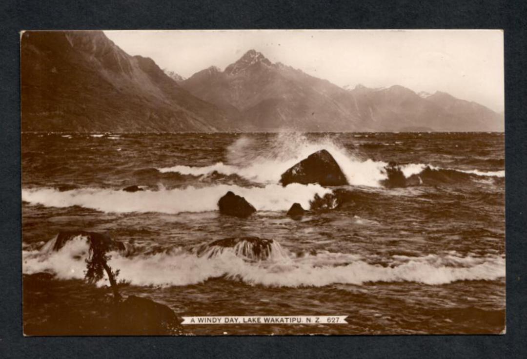 Real Photograph. A Windy Day Lake Wakatipu. - 49416 - Postcard image 0