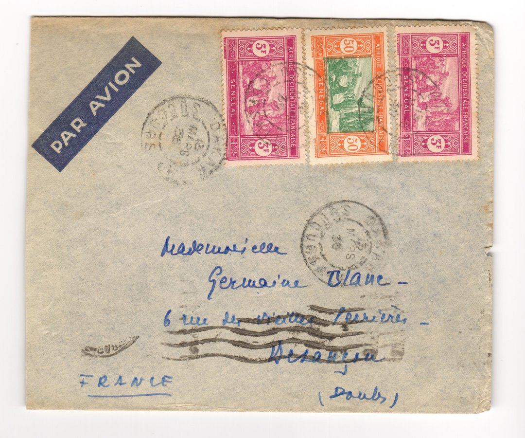SENEGAL 1936 Airmail Letter from Dakar to Marseille Gare. - 38198 - PostalHist image 0