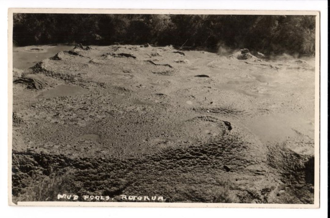 Real Photograph by N S Seaward of Mud Pools Rotorua. - 46268 - Postcard image 0