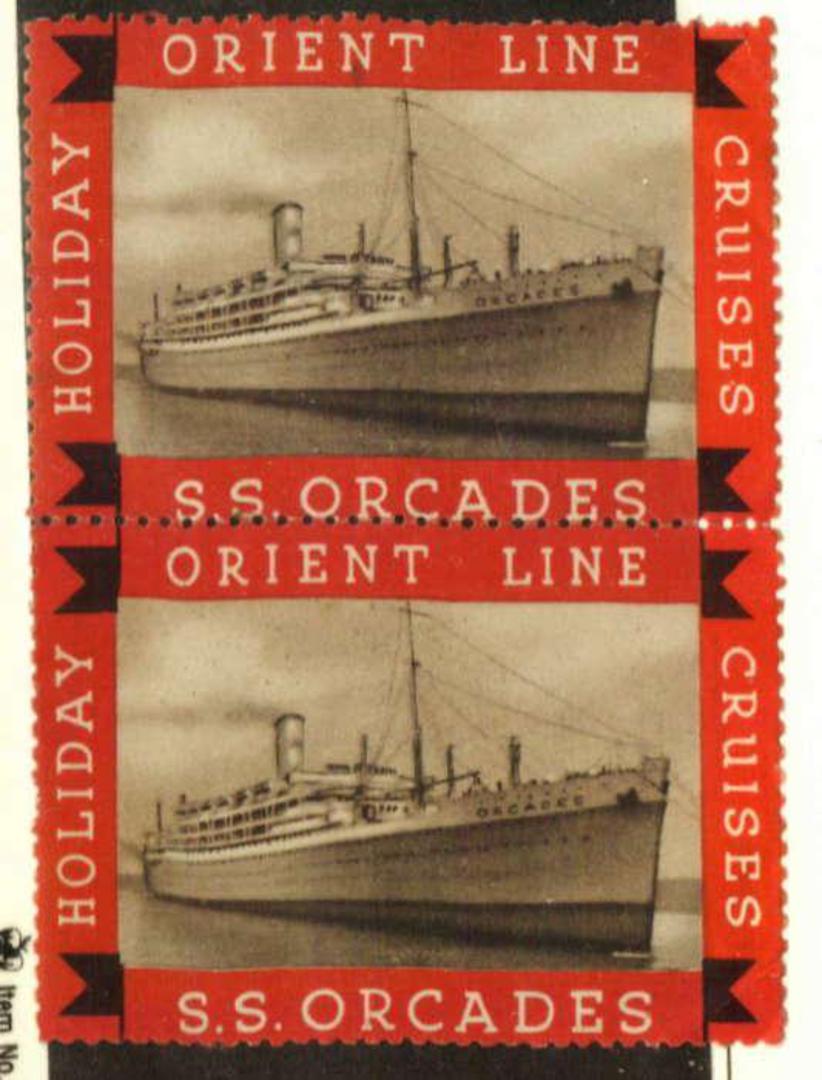 GREAT BRITAIN Orient Line SS Orcades Holiday Cruises. Joined pair. Or singles $8.00. - 78404 - Cinderellas image 0