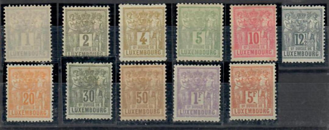 LUXEMBOURG 1882 Definitives. Simplified set of 11 excluding the 25c. The 5fr is SG 92 (£32). - 23727 - Mint image 0