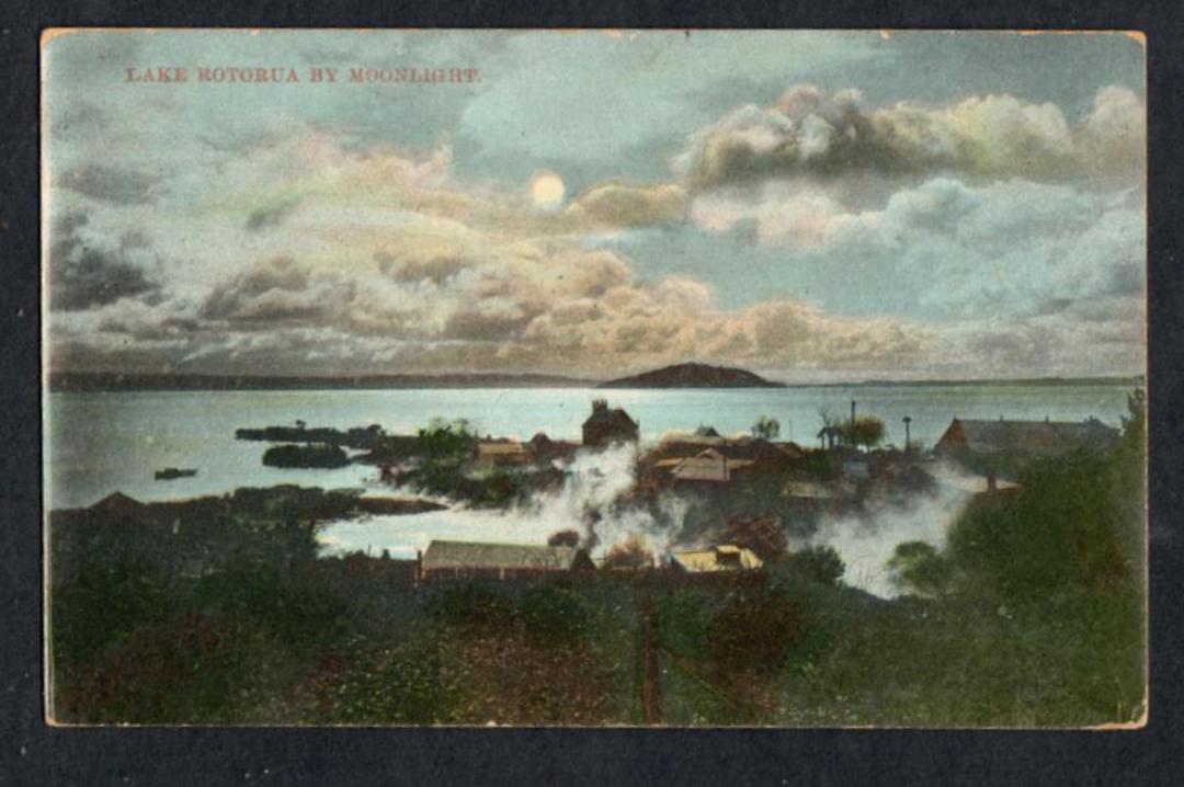 Coloured postcard of Lake Rotorua by moonlight. - 245983 - Postcard image 0