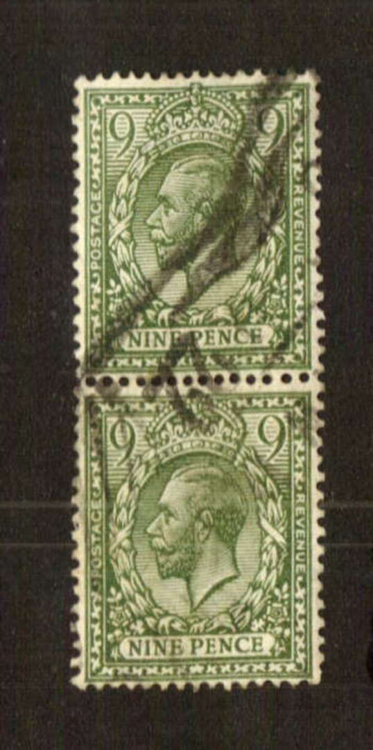 GREAT BRITAIN 1912 George 5th. 9d. Olive-Green. Nice vertical pair. - 70747 - Used image 0
