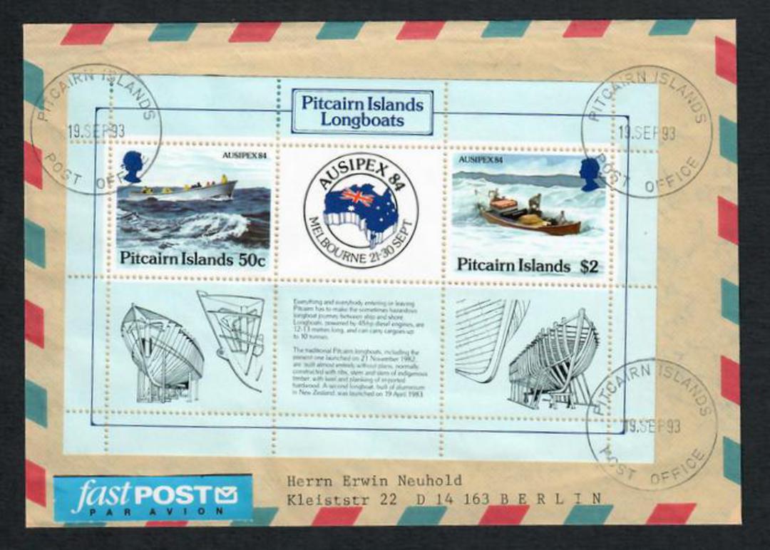 PITCAIRN ISLANDS 1984 Ausipex Miniature sheet on cover to Germany. - 30655 - PostalHist image 0