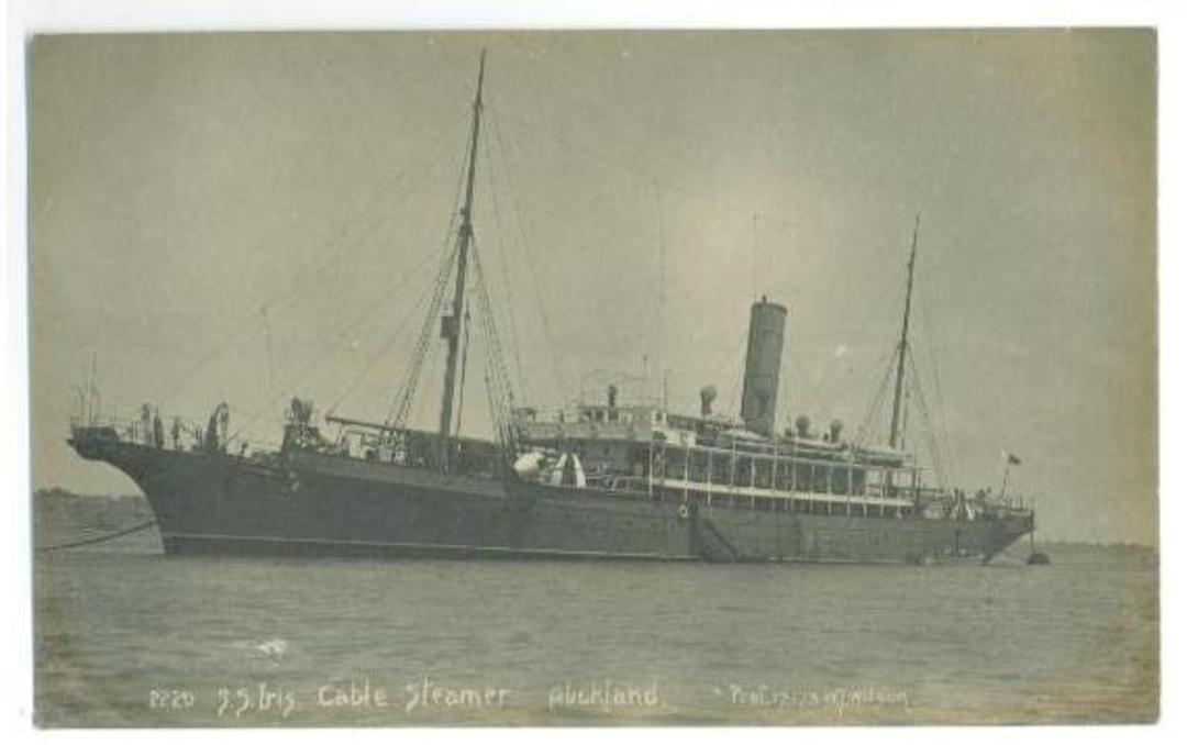 Real Photograph by W T Wilson of S S Iris Cable Steamer Auckland  17/1/13. - 40314 - Postcard image 0