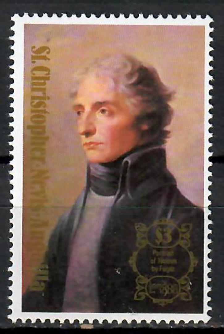 ST KITTS NEVIS ANGUILLA 1980 London '80 International Stamp Exhibition $3 Nelson Fugert. Watermark inverted. - 70988 - UHM image 0