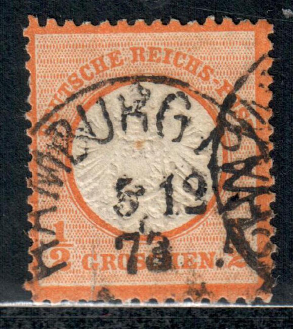 GERMANY 1872 Definitive Thaler Currency Small Shield ½g Orange-Vermilion. Postmark a little heavy HAMBURG 5/12/72. - 9343 - Used image 0