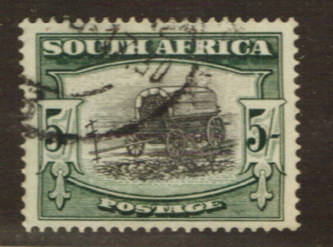 SOUTH AFRICA 1927 Definitive 5/- Black and Green. Perf 14. English. - 76166 - FU image 0