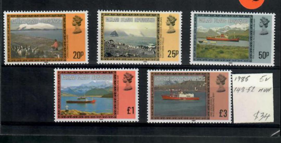 FALKLAND ISLANDS DEPENDENCIES 1985 Definitives. Watermark Multiple Crown Script CA Diagonal. Complete set of 5. - 20143 - UHM image 0