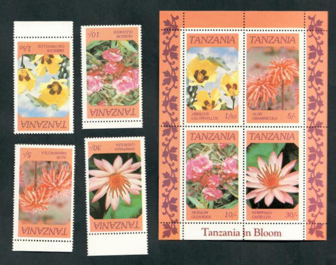 TANZANIA 1986 Flowers. Set of 4 and miniature sheet. - 52338 - UHM image 0