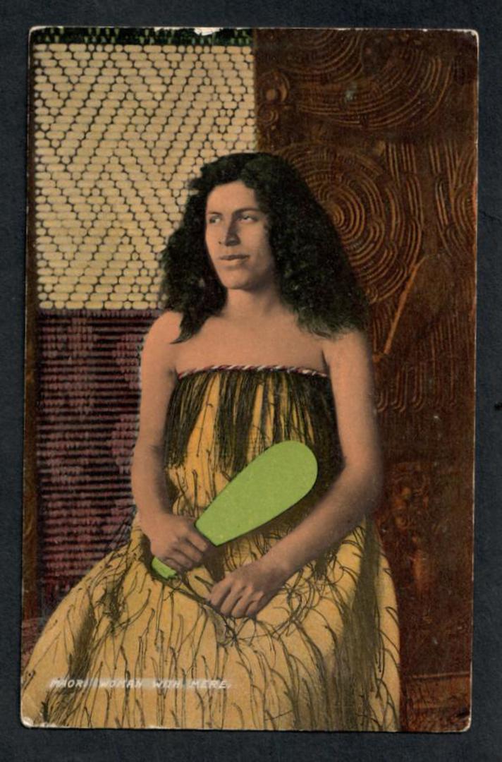 Coloured Postcard of Maori Woman with Mere. - 49741 - Postcard image 0