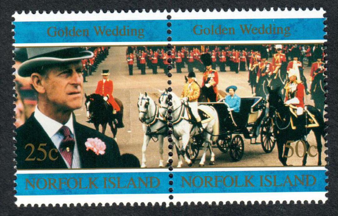 NORFOLK ISLAND 1997 Golden Wedding of Queen Elizabeth 2nd and Prince Philip. Set of 4 in joined pairs and miniature sheet. - 507 image 2