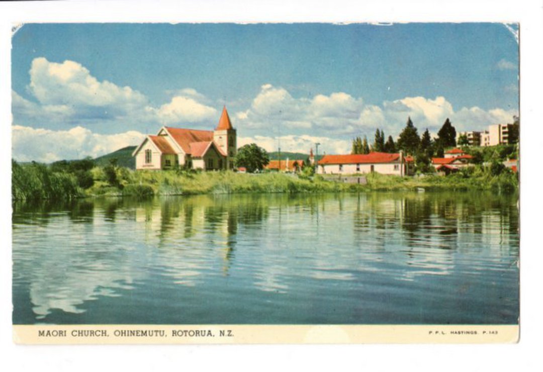 Coloured postcard by PPL of Hastings of Maori Church Ohinemutu. - 46166 - Postcard image 0