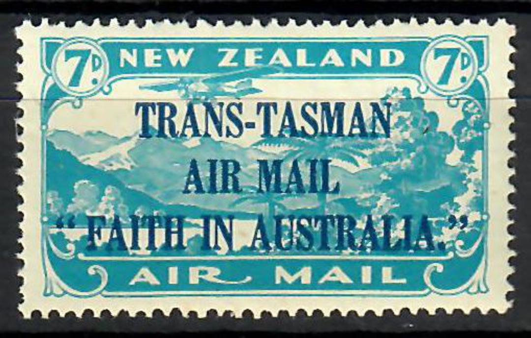 NEW ZEALAND 1934 Airmail 7d Blue. Overprint " Trans-Tasman Air Mail Faith in Australia". - 70452 - UHM image 0