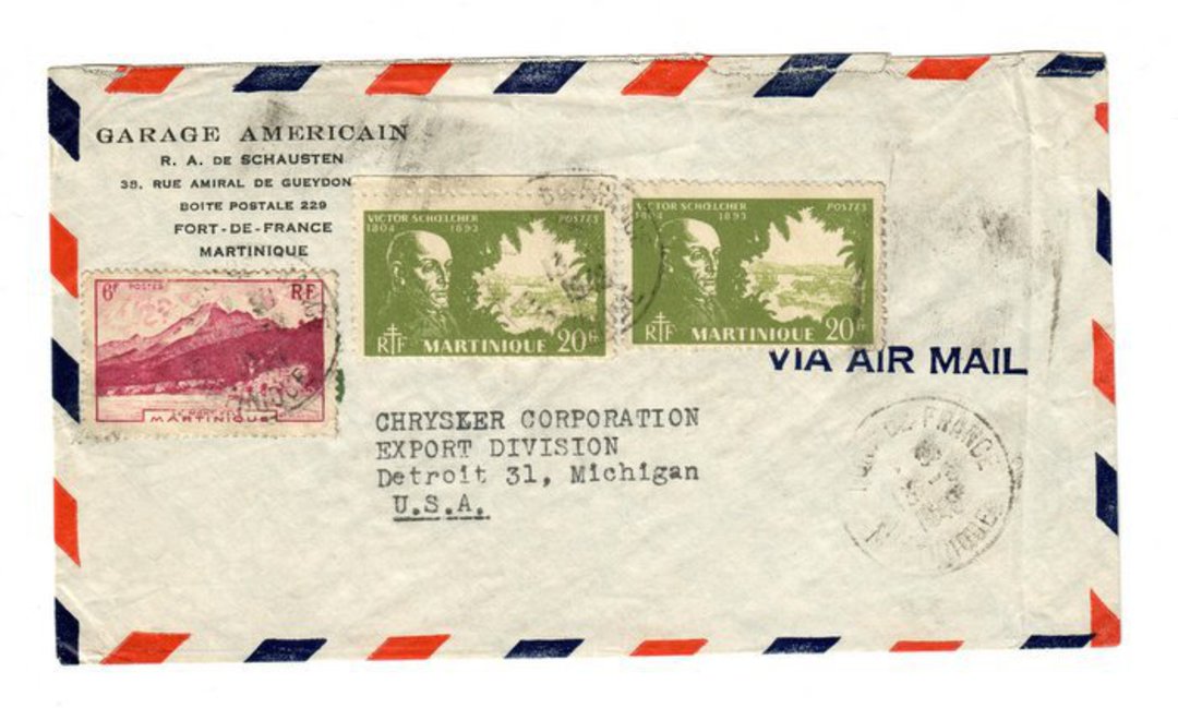 MARTINIQUE 194? Airmail Letter from Fort de France to Detroit. - 37823 - PostalHist image 0