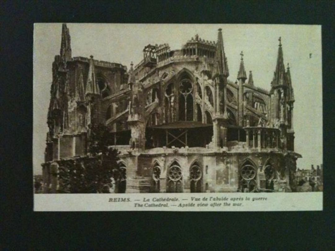 Two Postcards of Rhems Cathedral before and after the War. - 40059 - Postcard image 0