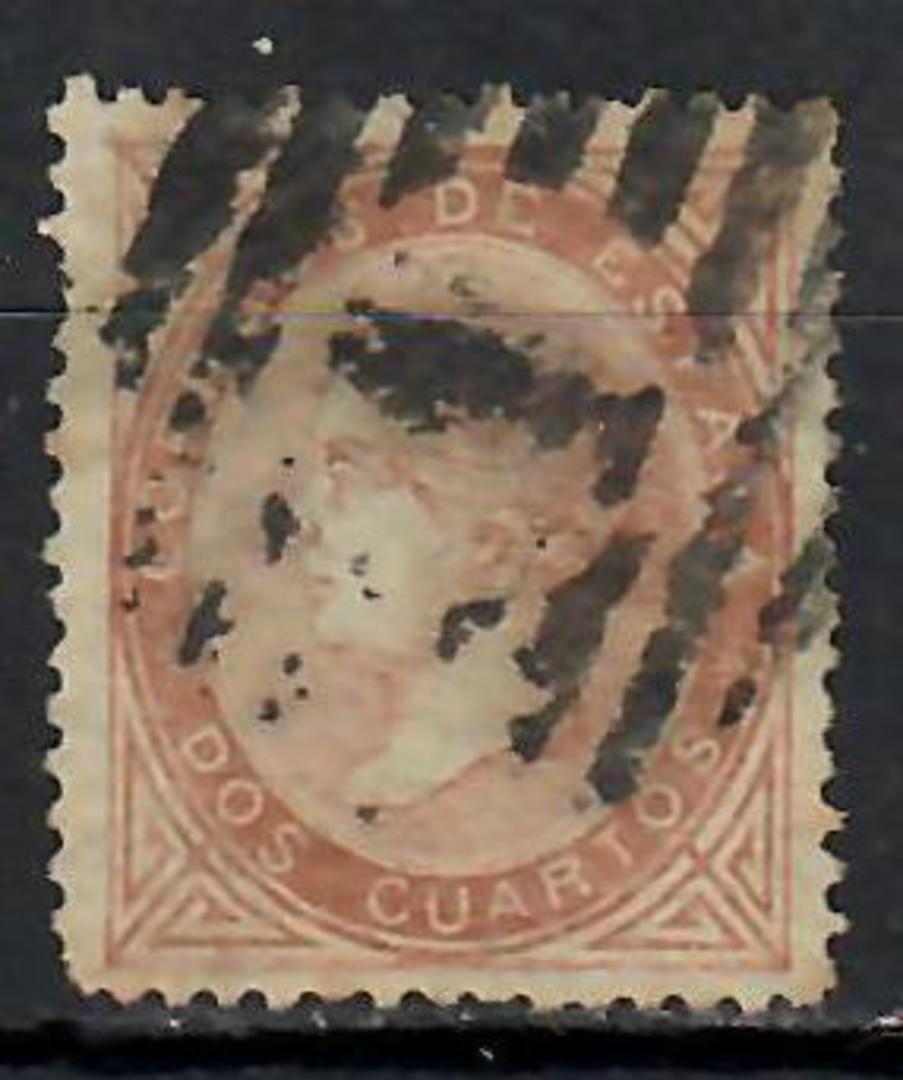 SPAIN 1867 Definitive 2c Deep Brown. Heavy #1 cancel in bars - 71009 - Used image 0