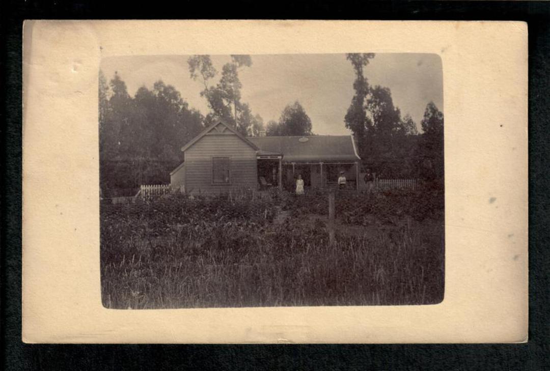 Real Photograph of old New Zealand house in the bush/ new farm. Postmark KAIKOURA. - 49703 - Postcard image 0
