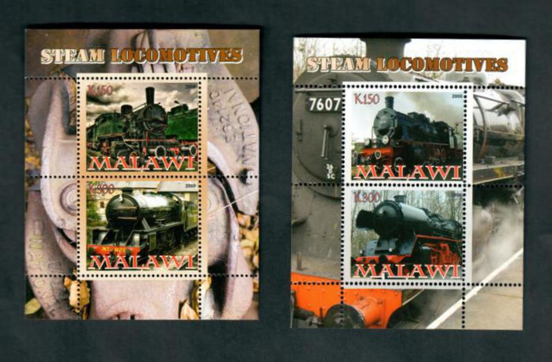 MALAWI 2008 Steam Locomotives. Two miniature sheets. - 52379 - UHM image 0