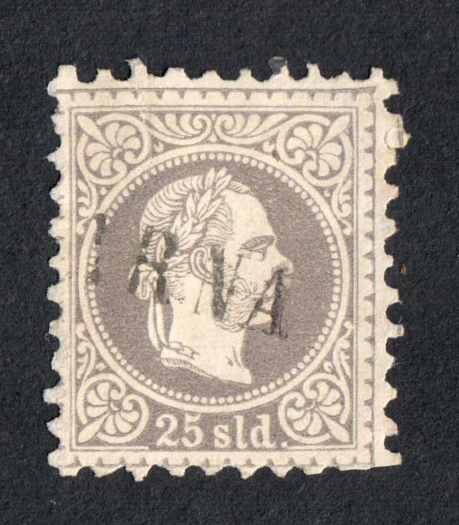 AUSTRO-HUNGARIAN POST OFFICES in the TURKISH EMPIRE LOMBARDARDY and VENETIA Currency 1867 Definitive 25s Green-Lilac. Fine Print image 0