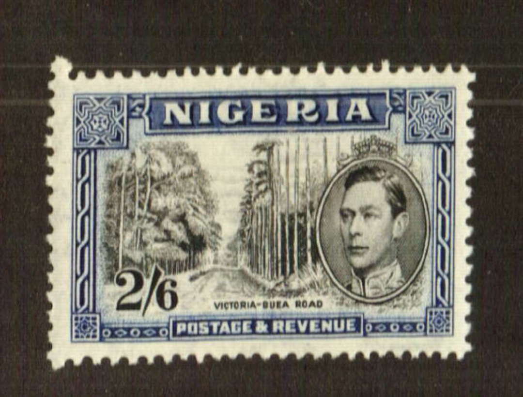 NIGERIA 1938 Geo 6th Definitive 2/6 Black and Blue. Perf 13 x 11½. - 71537 - LHM image 0