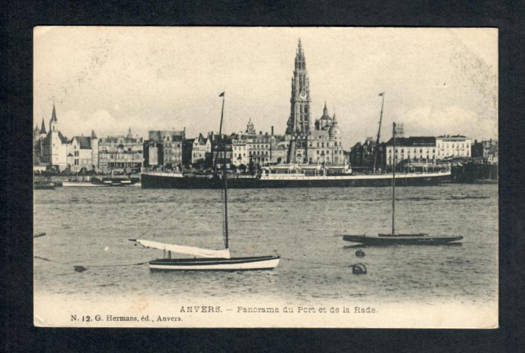 BELGIUM Postcard of Anvers. Panorama du Port et de la Rade.  Prominently features a Ship in port and Yachts. - 40302 - Postcard image 0