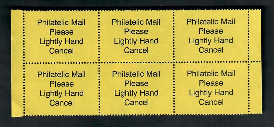 NEW ZEALAND Label Philatelic Mail Please Lightly Hand Cancel Block of 6. - 20613 - UHM image 0